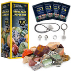 NATIONAL GEOGRAPHIC Rock Tumbler Refill Kit - 1 Lb. Jasper Rocks for Tumbling - 8 Varieties including Mookaite and Kabamba - Rock Tumbler Supplies include Rock Tumbler Grit and Jewelry Accessories
