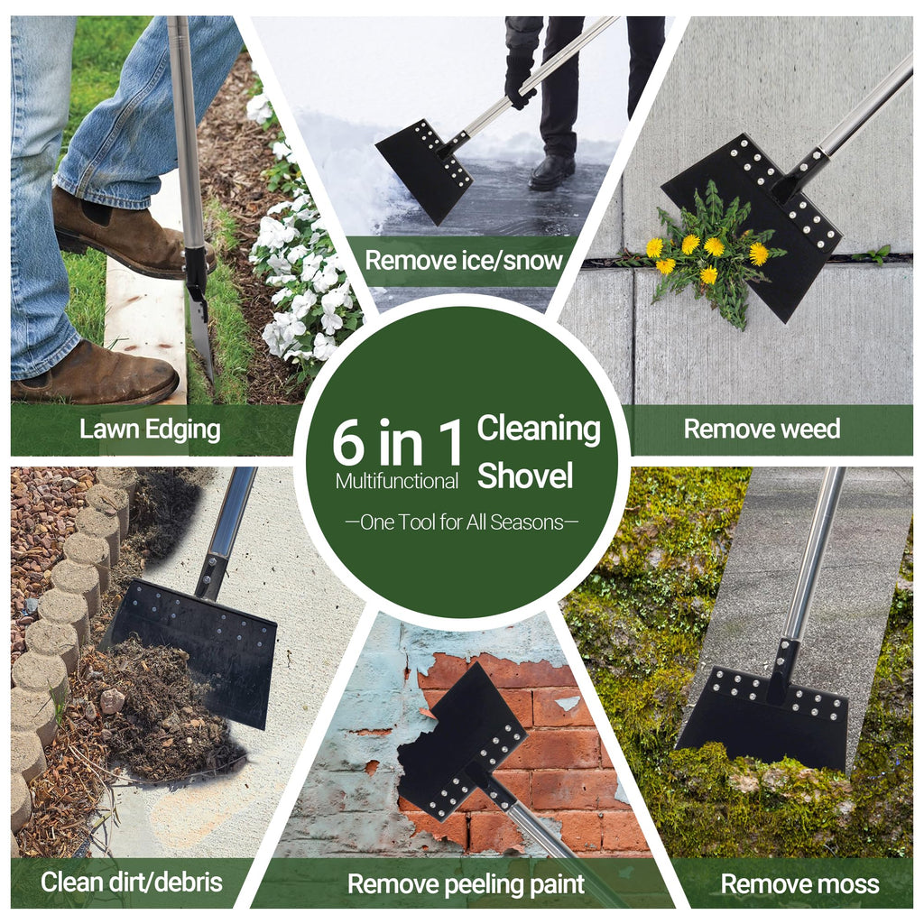 CKLT Weed Scraper 65 Inch Garden Flat Shovel with 11in Spring Steel Blade