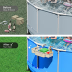 Kompoll [Patented] Poolside Storage for Above Ground Pool Accessories, Thickened Plastic Pool Basket with 2 Pool Cup Holder, Multifunctional Poolside Holder Fits for Most Frame Pools (1 Pack)