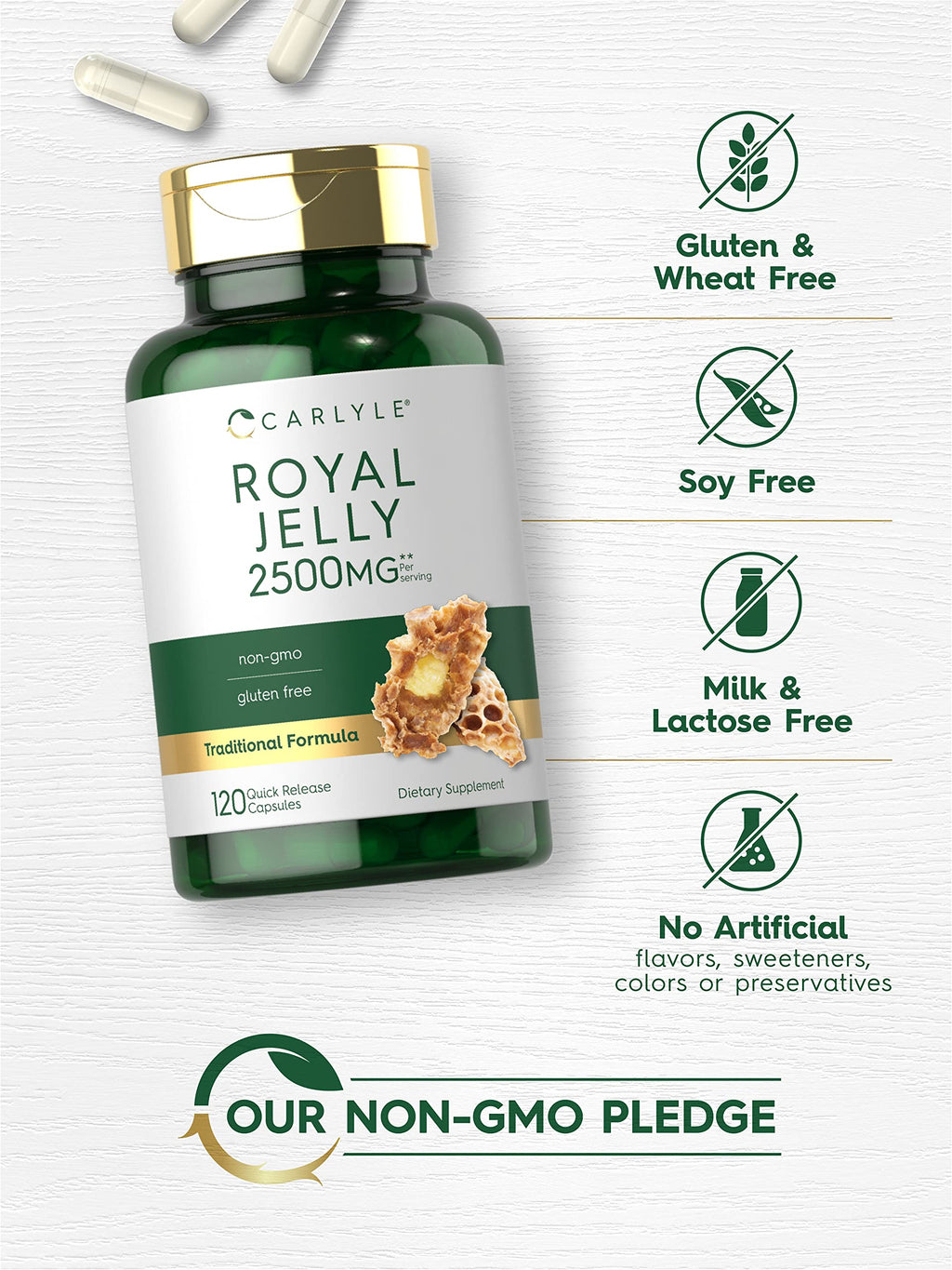 Carlyle Royal Jelly Capsule | 120 Count | Non-GMO and Gluten Free Formula | Traditional Supplement