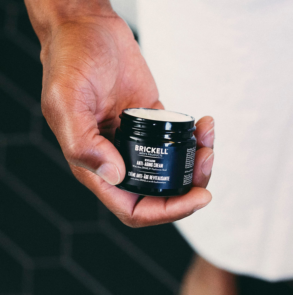 Brickell Men's Revitalizing Anti-Aging Cream For Men, Face Moisturizer For Face To Reduce Fine Lines and Wrinkles, Natural and Organic Anti Wrinkle Night Face Cream, 2 Ounce, Scented