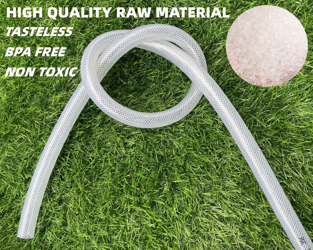 3/4" ID x 1" OD - 10 Ft High Pressure Braided Clear PVC Vinyl Tubing Flexible Tube, Heavy Duty Reinforced Hose Tubing