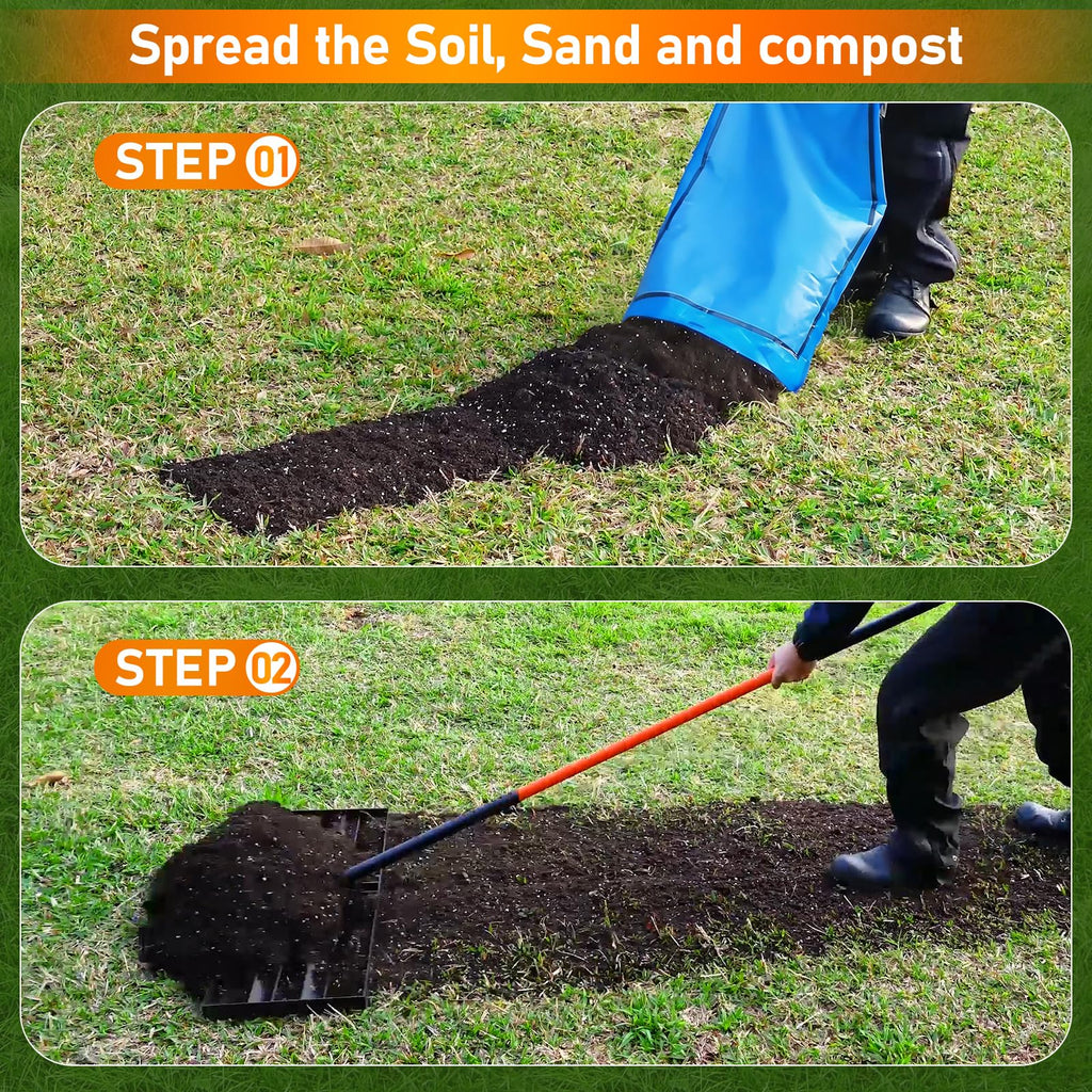 Lawn Leveling Rake, 30"x10" Leveler with 78" Adjustable Handle