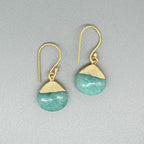 Gempires Amazonite Teardrop Drop Earrings for Women, Sea Green gold Dangle