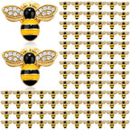 Unittype 25 Pcs Rhinestone Bee Brooches Gold Insect Themed Animal Fashion Brooches with Safety Buttons Cute Animal Lapel Pins for Clothing, Bags, Hats Gifts