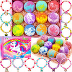 Unicorn Bath Bombs for Kids Girls with Toys Surprise Jewelry Inside Gift for Girls 3 4 5 6 7 8 Years Old Birthday Gifts Ideas Easter Gifts for Girl Easter Basket Stuffers Egg Fillers Christmas Gift