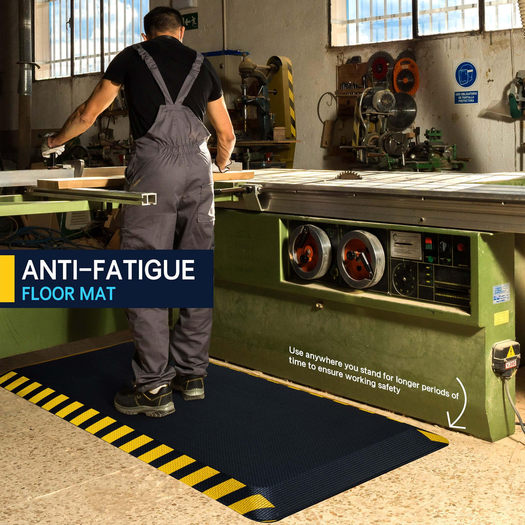 FEATOL Anti Fatigue Mat Industrial, Ergonomic Standing Floor Mat for Work for Stand -Safety Support for Leg & Back Pain(Yellow Border, 20" x 59", 1PC)
