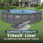 Bestway APX 365 22' x 52" Above Ground Pool, Round Metal Frame Outdoor Swimming Pool Set with Sand Filter Pump, Ladder, and Cover, Dark Marble