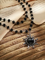 Black Crystal Sun Choker, Black Jewelry, Gothic Emo Punk Grunge Necklace