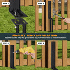 TANIVO 4 Pack Fence Post Anchor Repair Kit – Heavy Duty Steel Ground Stakes with Adjustable Width and Reinforced Base for Fixing Tilted or Broken Wooden Fence Posts