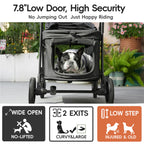 JOYCOW Dog Stroller for 2 Small Dogs or 1 Medium Pet, Low-Entry Design with Anti-Jump-Out, 600D Oxford Fabric, Up to 70 lbs,Black