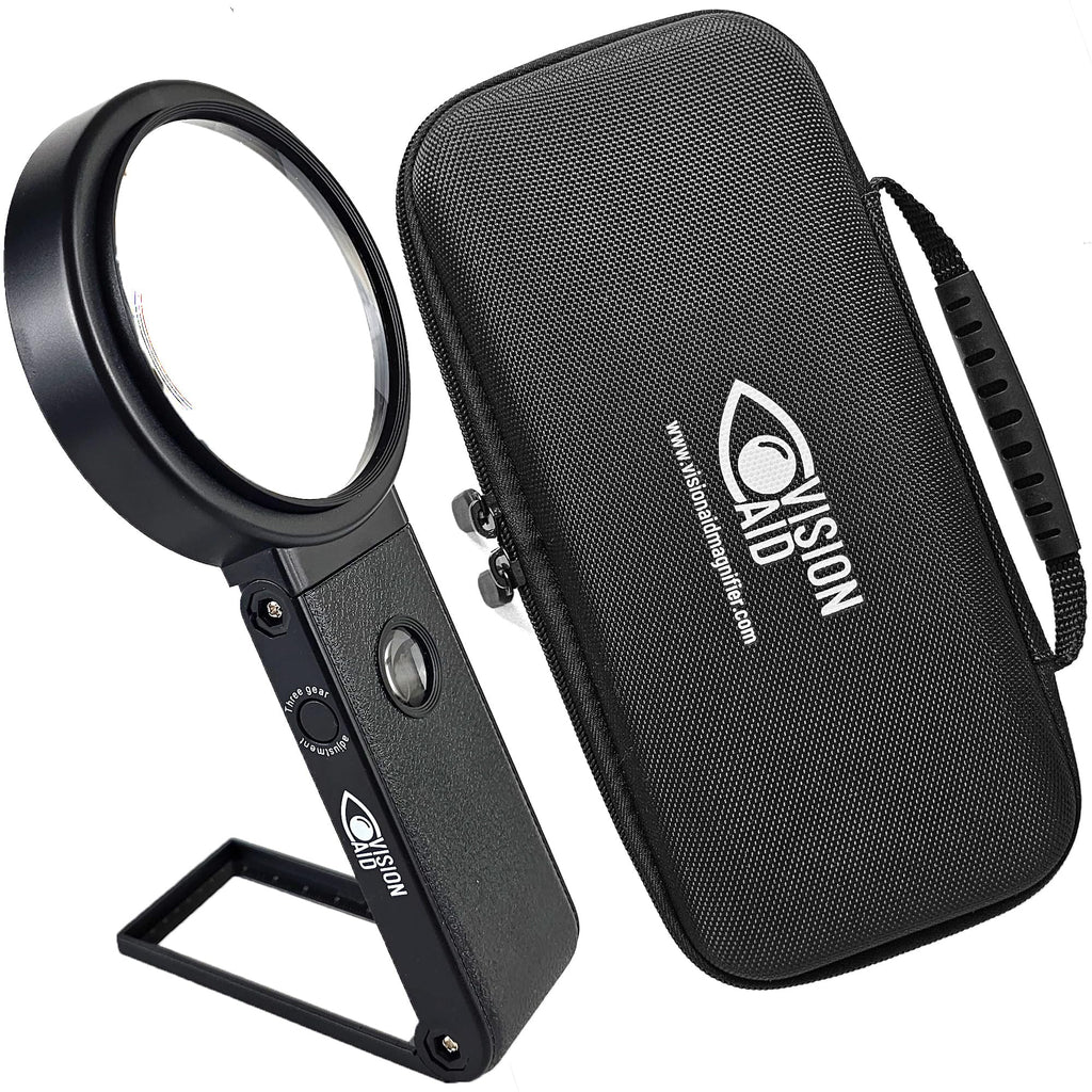 Hands-Free Magnifier with USB Rechargeable LED Lights and Storage Case | Loupe Magnifying Glass with Stand for Reading Jewelry Coins Watch Hobby Crafts Close Work