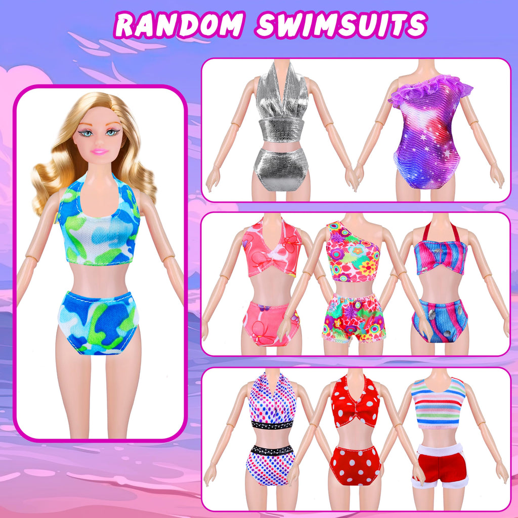 342 Pcs Doll Clothes and Accessories with Doll, Princess Gowns, Fashion Dresses, Top, Pants, Swimsuits, Shoes, Hangers and Other Accessories, Doll Playset Dress up Toy for Girls Toddlers Gift Toys