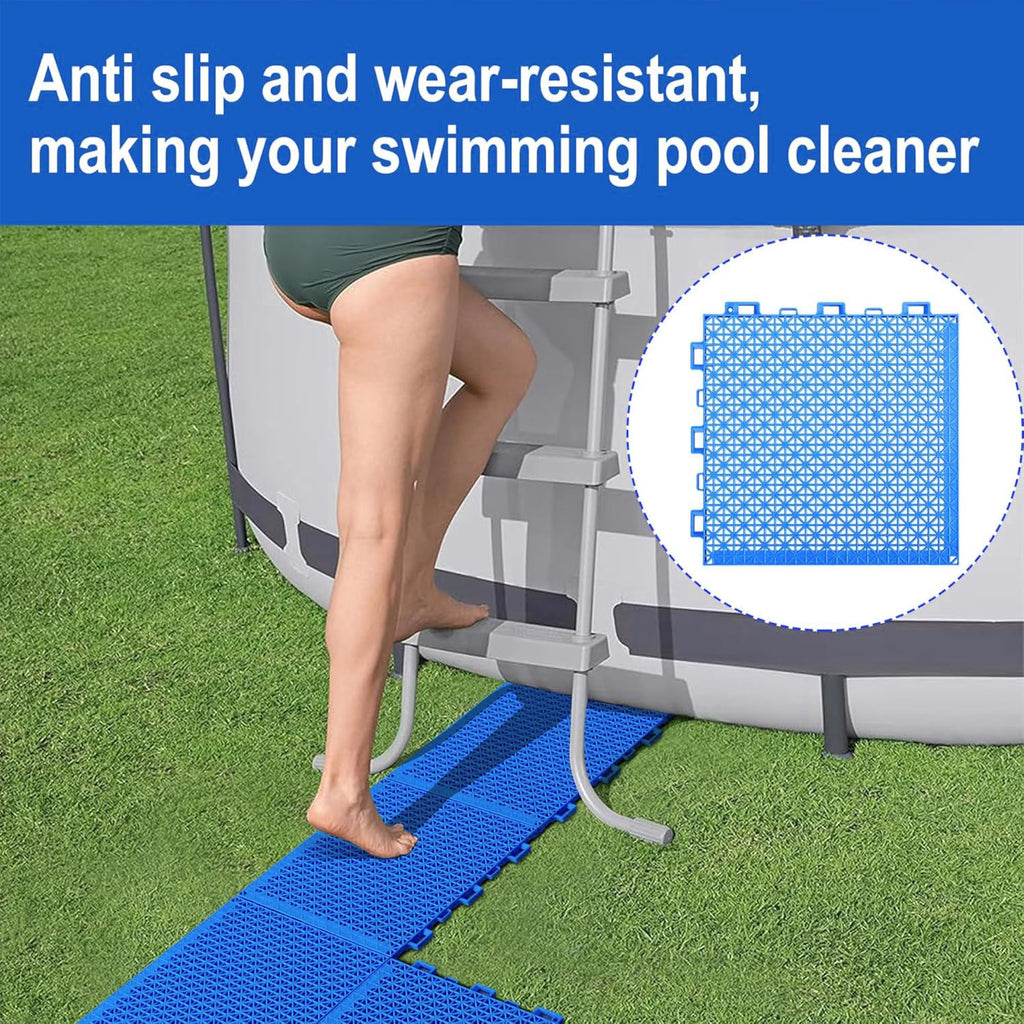 16 Pcs Modular Interlocking Cushion- 10.3" x 10.3" Splicing Above Ground Pool Floor Protectors- Non-Slip Pools Spas Floor Mat Pathways from the Pool to the Porch