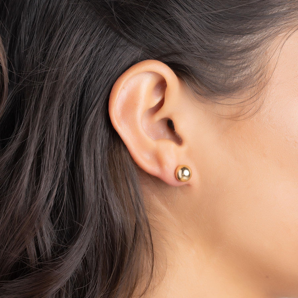 Barzel 18K Gold Plated Ball Stud Earrings Set, Sizes 3-10MM, 5 Pack, High Polish Finish Ball Suds