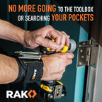 RAK Magnetic Wristband for Tools - Premium Tool Belt for Holding Screws Nails with Powerful Magnets, Birthday Gifts for Men, Cool Gadgets Stuff Gifts for Dad, Husband, Grandpa, Handyman, Him