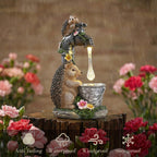 TERESA'S COLLECTIONS Garden Decor, Cute Hedgehogs and Faucet Garden Decor with Solar Light, Waterproof Resin Garden Statue, Outdoor Hedgehogs Figurines, Garden Gift for Women Mom, Indoor/Outdoor