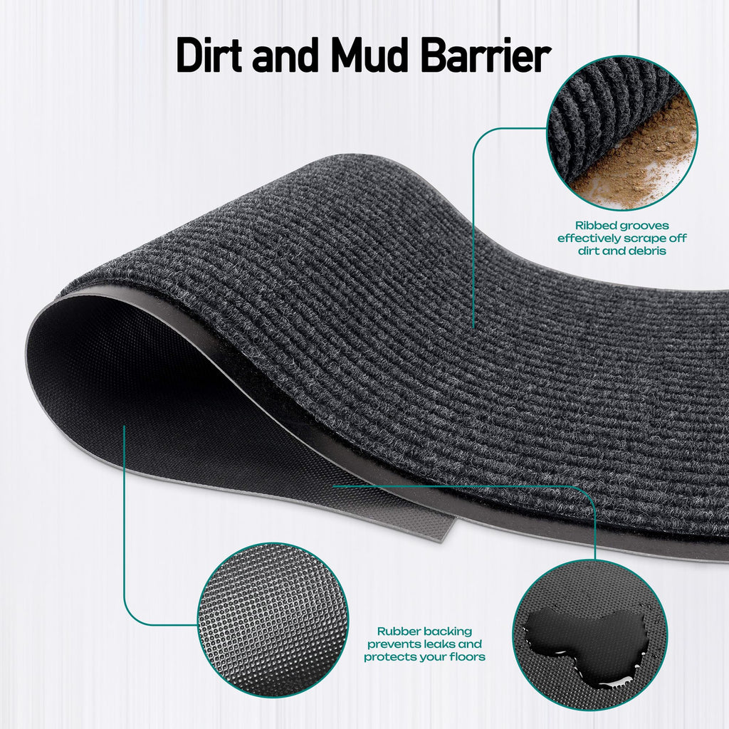 MaxMat Durable Rubber Door Mat - Heavy Duty, Indoor/Outdoor, Easy Clean, Waterproof, Low-Profile Mat for Entry, Patio, Garage - Stylish (Charcoal, 5' x 3' (Mud Trapper))