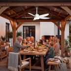 Phylluz Outdoor Ceiling Fan with Lights, 48 Inch Plug in Gazebo Fans with Remote APP Control, Quiet DC Motor, Dimmable 3CCT, Waterproof Hanging Fans for Covered Patios, Porch, White