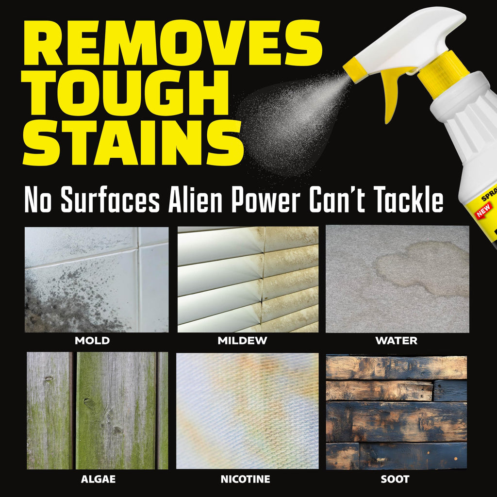 Alien Power Instant Stain Remover Spray for Mold and Mildew and Grout, All Purpose No-Scrub Cleaner for Bathroom & Household Surfaces, Tiles, Wall & Washing Machines - 3 Packets (Makes 72 Fl Oz)