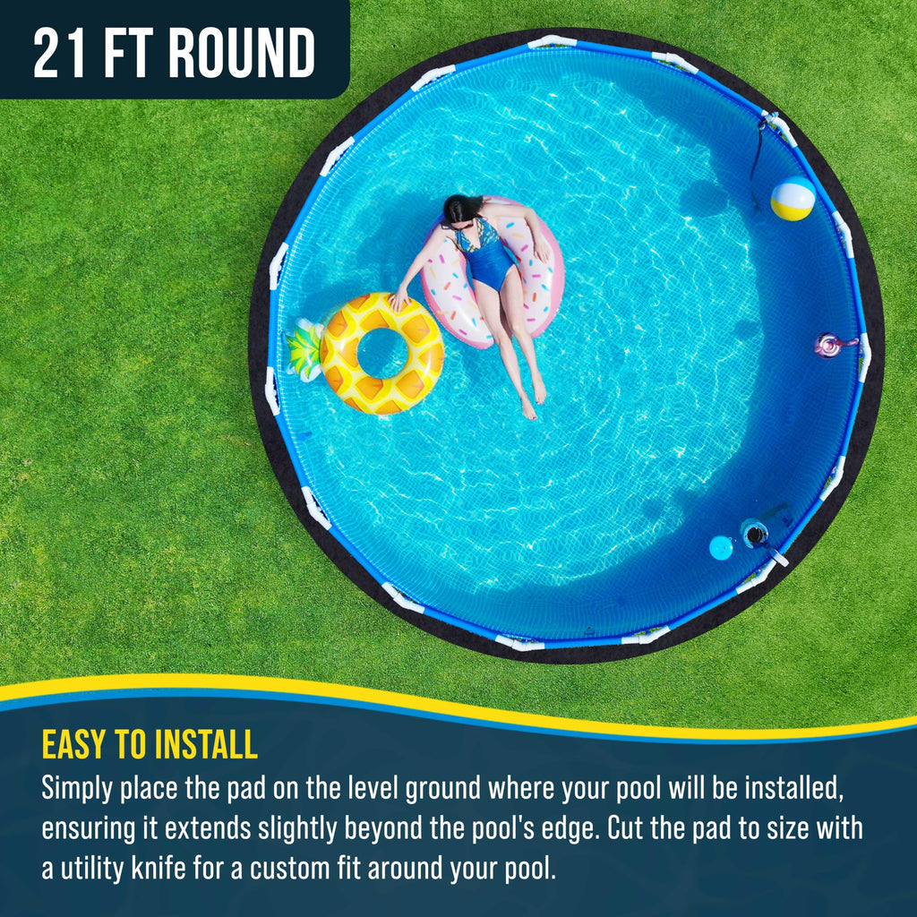 U.S. Pool Supply Ground Shield 21-Foot Round Heavy Duty Pool Liner Pad for Above Ground Swimming Pools - Protects Pool Liner, Prevents Punctures, Weed Barrier, Eco-Friendly Fabric - Extends Liner Life