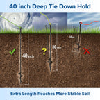 40 Inch Ground Anchor Stakes Heavy Duty – Extra Long Fully Welded Screw in Auger Ground Anchors for Deep Hold Tie Down Outdoor Structures, Earth Anchors for Shed Canopy Tent Yard, Sandy Soil, 4 Pack