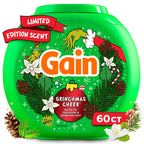 Gain Flings Liquid Laundry Detergent Pods, Odor Defense + Color Guard, Grinchmas Cheer Scent, 4-In-1 Liquid Laundry Detergent Pacs, Clean & Fresh, 60 Count