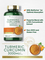 Carlyle Turmeric Curcumin Supplement | 180 Capsules | with Black Pepper, Curcuminoids and Bioperine | Non-GMO, Gluten Free