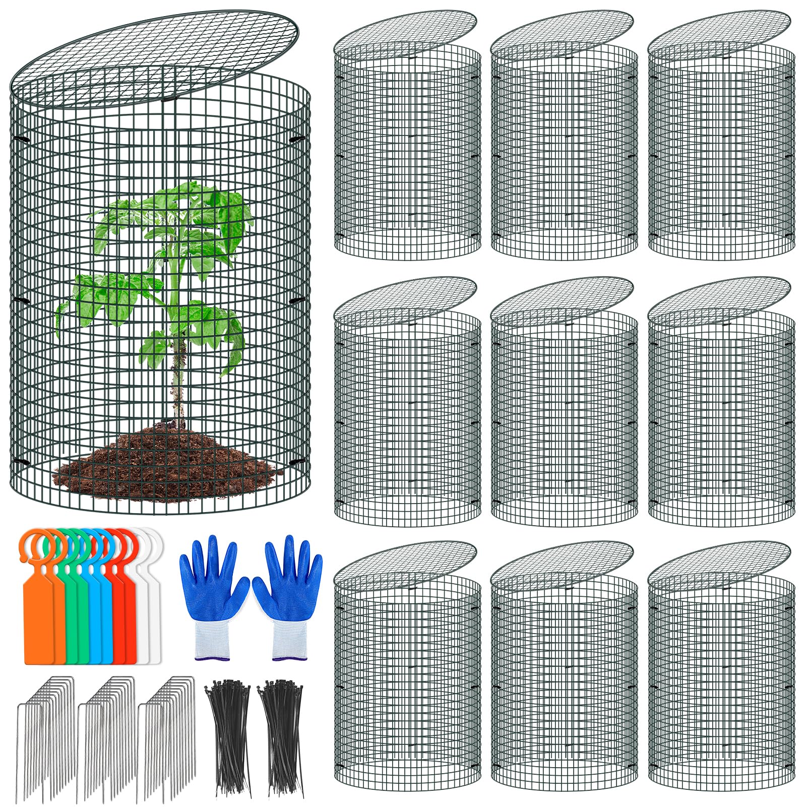 10 Pack Wire Plant Protector with Cover, 16"x12"