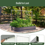 Vego Garden 8.0ft Long Tomato Metal Frame Trellis, Garden Trellis for Climbing Plants Like Cucumber Beans Tomatoes & Vines, (Garden Beds Not Included)