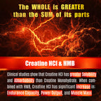 Creatine HCL Capsules with HMB - Workout Supplement for Men & Women, Muscle Builder, Endurance, Strength, Superior to Monohydrate: Instantized for Max Absorption, No Load, No Bloat, 180 Vegan Capsules