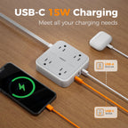 TESSAN Surge Protector Flat Extension Cord 5Ft, Flat Plug Power Strip