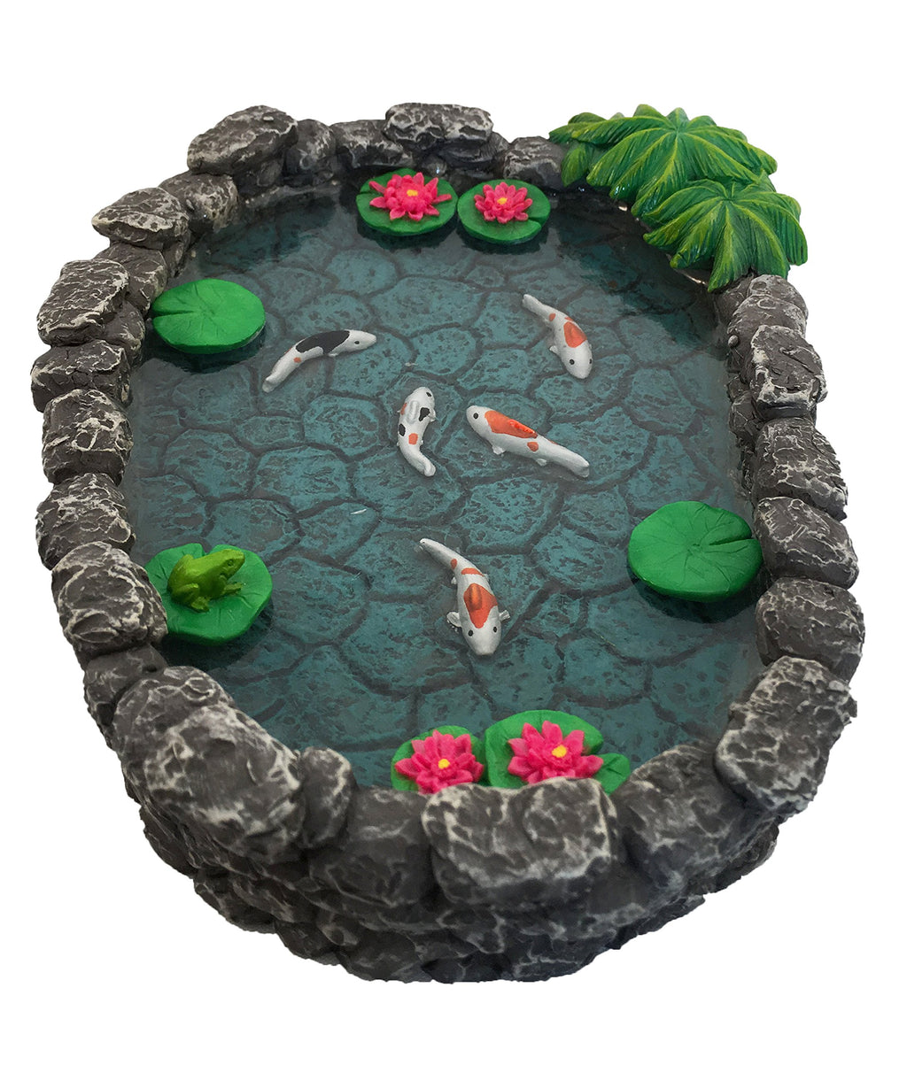 GlitZGlam KOI Miniature Pond for Fairy Garden - Enchanted Garden Accessories