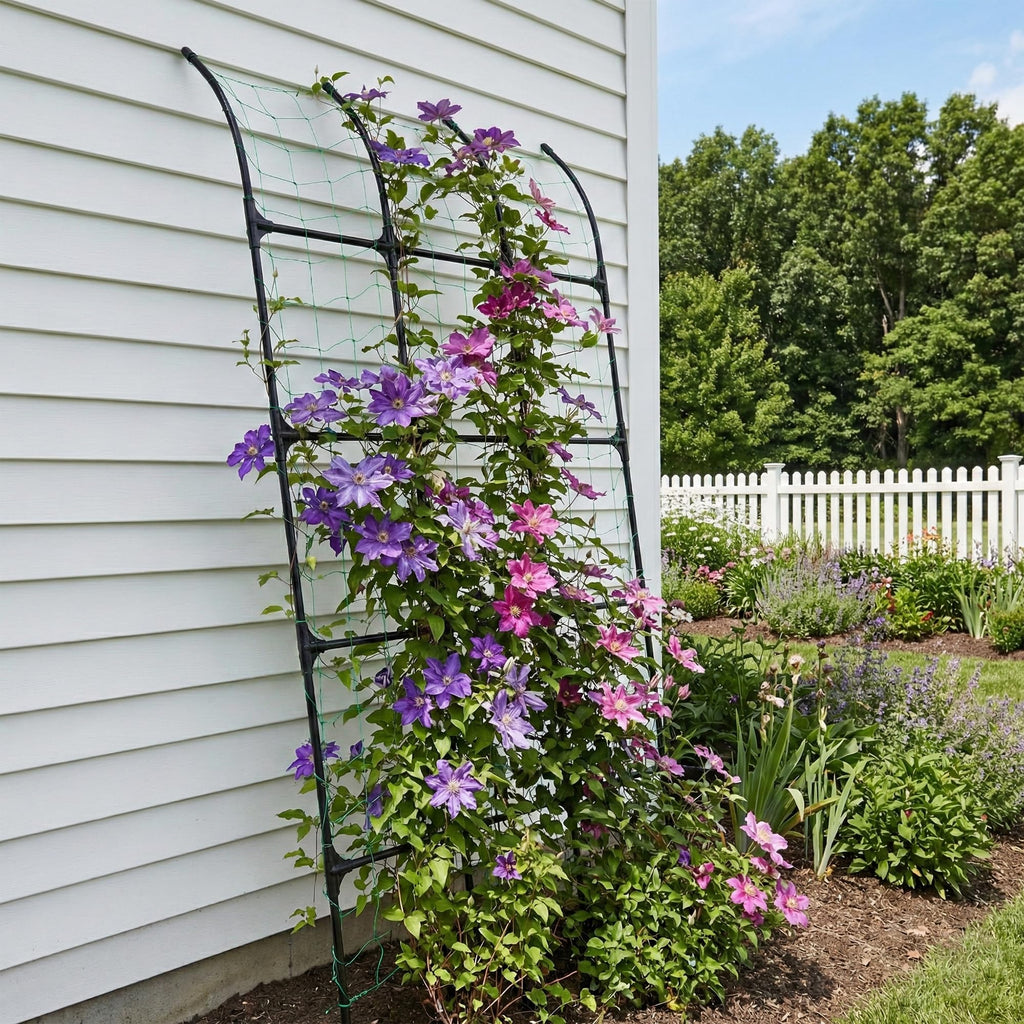 popsea 7.2 ft No-Drill Leaning Garden Trellis for Climbing Plants