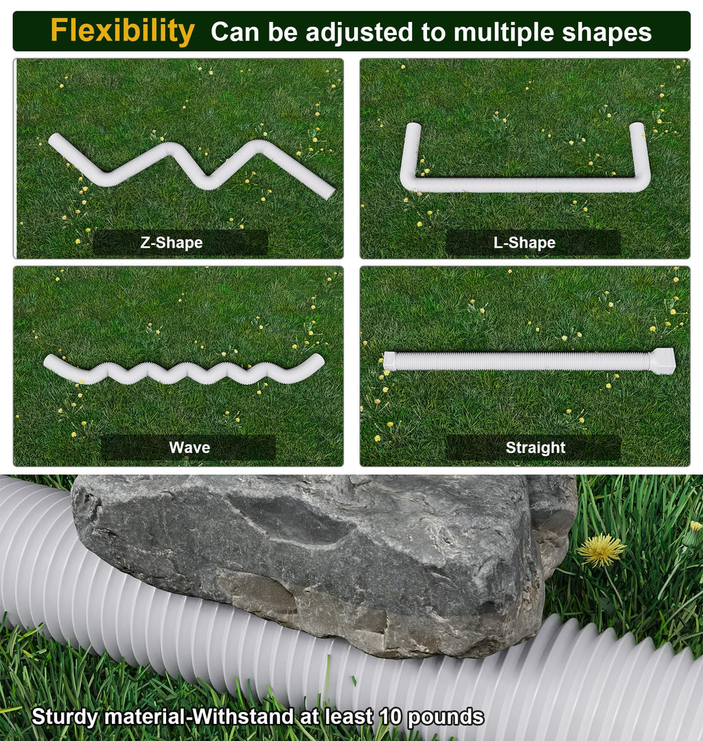 Ogutter Rain Gutter Downspout Extensions, Downspout Extender for Rainwater Drainage Flexible, Down Spout Drain Extension Pipe and Extendable from 21 to 66 Inches (2 Pack, White)