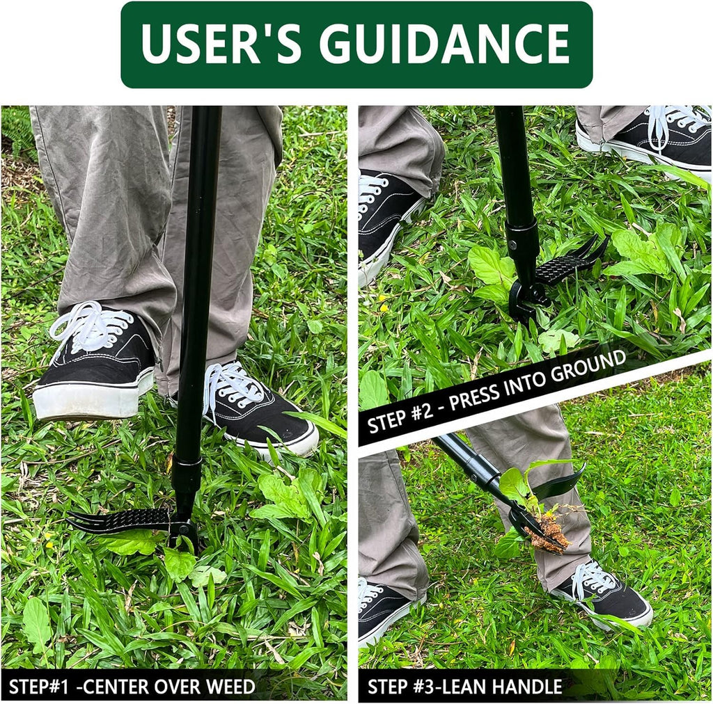 Upgraded Weed Puller Tool Stand Up Heavy Duty: Alloy Long Handle & 4-Claw Steel Head Design, Durable And Lightweight Weeding Tool Gardening Supplies - No Need to Bend Over Or Kneel Down to Weed Easily