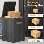 GULAIMOAO Package Delivery Box for Outside, Waterproof Outdoor Storage, Black