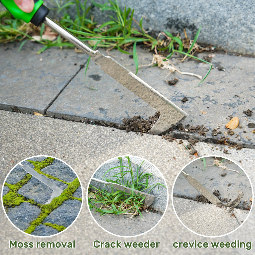 JXWENBYX Weed Puller Tool, 4 Pack Stainless Steel Weed Remover Tool, Portable Weeding Tools Gardening, Crack Weeder Tool, Uprooting Weeding Tool for Backyard Farm Planting