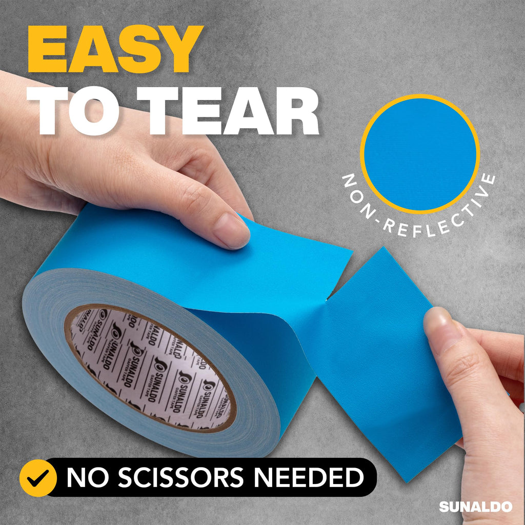 SUNALDO Gaffers Tape (2" x30 Yards) Heavy Duty, Easy Rip | Light Blue