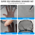 TidyMister Self-Repair Heavy Duty Pool Net, Upgrade Reinforced Handle, Pool Cleaning Skimmer Net with Nylon Fine Mesh Net, Thick Aluminum Frame, Deep Trash Bag for Above Ground & Inground Pools
