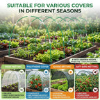 36PCS Garden Hoops for Raised Beds & 30PCS Tomato Clips, Greenhouse Hoops for Netting, Rust-Free Diameter 0.23” Fiberglass Plant Support Garden Stakes Can Cover 2.8ft-3.5ft in Width (36PCS+30 Clips)