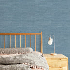JiffDiff Grasscloth Wallpaper Peel and Stick 1181" x 17.3" Blue Cream Grassweave Stick on Wallpaper Textured Self Adhesive Wall Paper Contact Paper