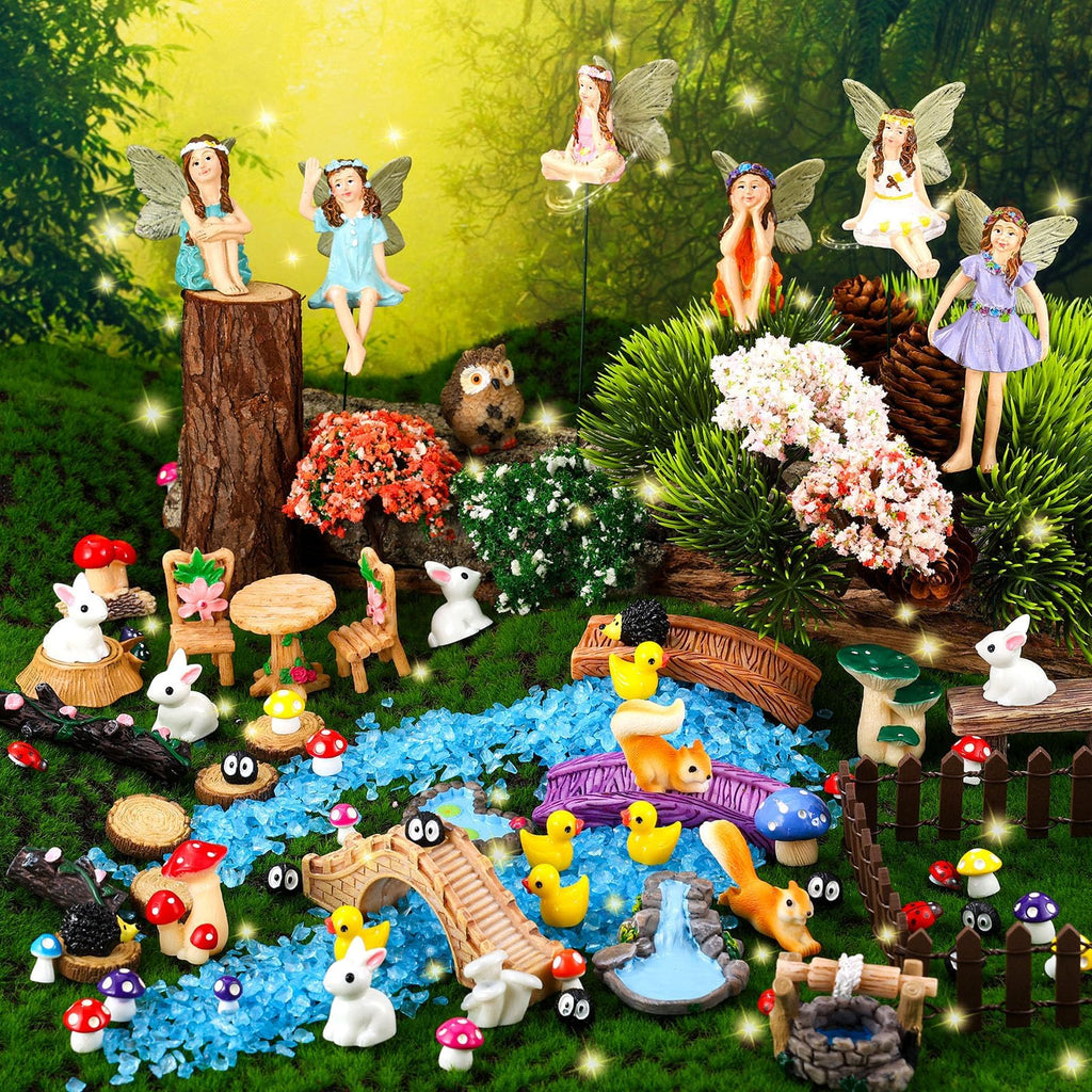 HIYZI 100 Pcs Fairy Garden Accessories Miniatures Figures Kit