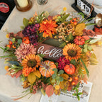 Fall Wreaths for Front Door 24 Inch Autumn Wreath with Sunflowers, Pumpkins