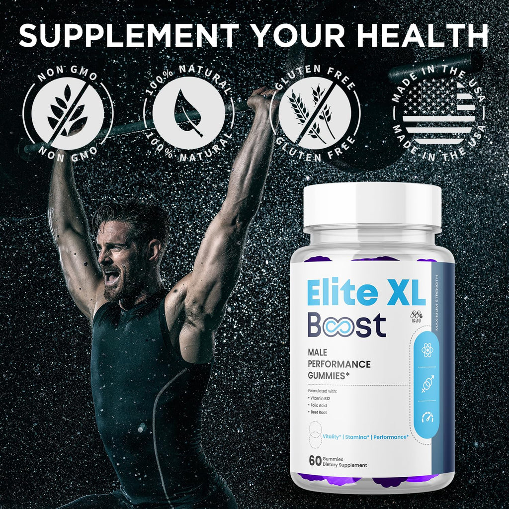 Elite XL Boost Gummies for Men, EliteXL Boost Male Performance Gummys with Natural Ingredients, Advanced Elite XLBoost Men's Performance Support Formula Chewable Multivitamin Supplement (60 Gummies)
