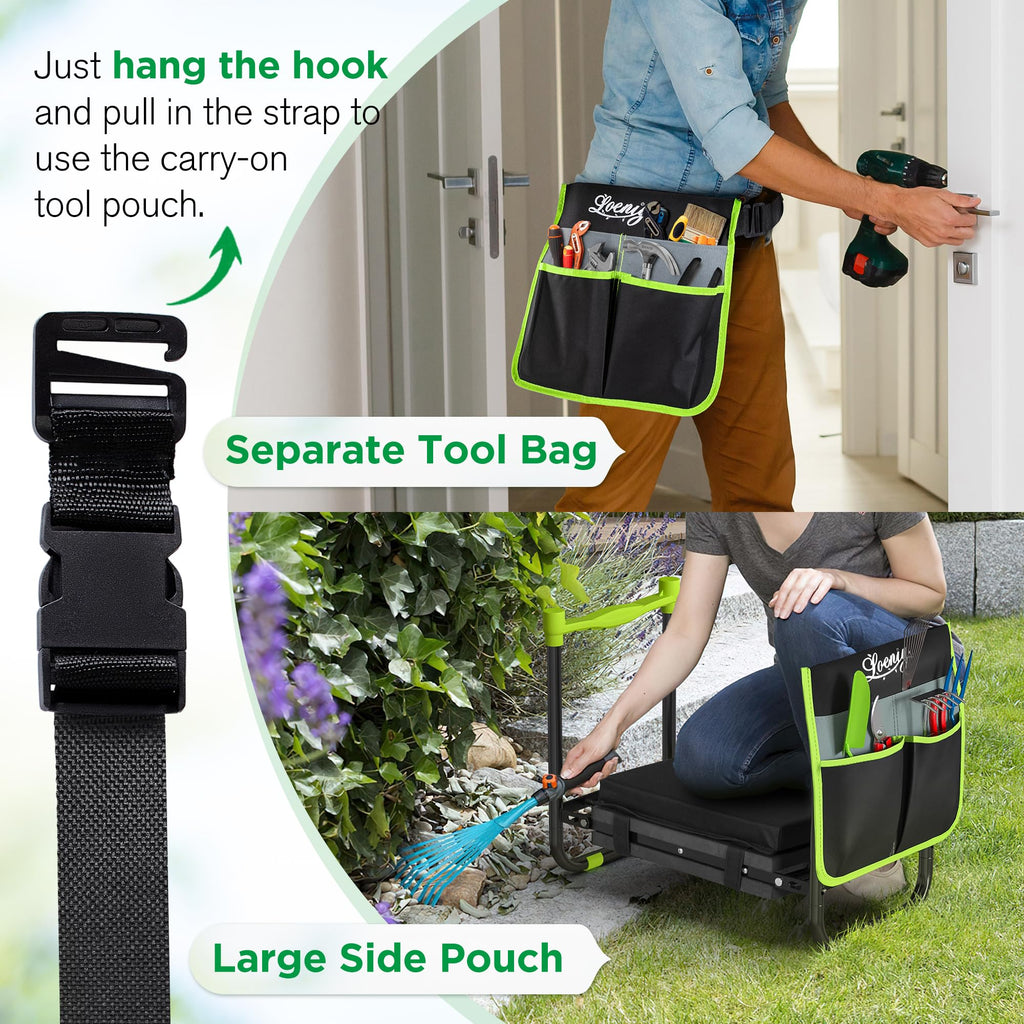 LOENIY 10.8” Wide Garden Kneeler and Seat, Heavy Duty Foldable Garden Stool