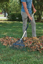 True Temper Steel Tine Leaf Rake with Hardwood/Steel Handle for Lawns, Gardening, and Dethatching, 22 Tines, Black