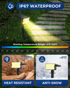 HGGH Solar Lights Outdoor Waterproof IP67, 60 LED 3 Lighting Modes Solar Spot Lights Outdoor for Yard Garden Pathway Landscape, Auto On/Off, Function 2 in 1(Warm White, 4 Pack)