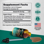 USDA Organic Lymphatic Drainage Supplement - Echinacea | Elderberry | Dandelion | Rosehip | Cleavers | Calendula | Burdock - Made in USA - Lymph System Drops - Immune Support, Cleanse & Detox, 2 fl oz