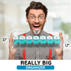 Extra Large Weekly Pill Organizer - XL Vitamin Holder with 7 Detachable AM PM Compartments - Portable Medicine Dispenser for Home and Travel, Big Supplement Container for Weekly or Daily Use, Mint